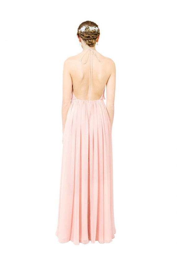 Halter Neck Long Soft Chiffon Pink Sleeveless Formal Dress / Bridesmaid Dress Darwin