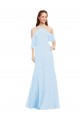 Halter Neck Long Soft Chiffon Light Sky Blue Cold Shoulder Formal Dress / Bridesmaid Dress Darwin