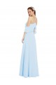 Halter Neck Long Soft Chiffon Light Sky Blue Cold Shoulder Formal Dress / Bridesmaid Dress Darwin