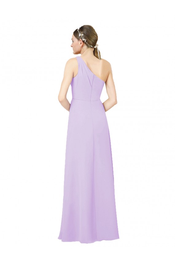 One Shoulder Long Soft Chiffon Lilac Sleeveless Formal Evening Gown / Bridesmaid Dress Darwin