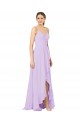 V-Neck Long Soft Chiffon Lilac Sleeveless High Low Bridesmaid Dress Darwin