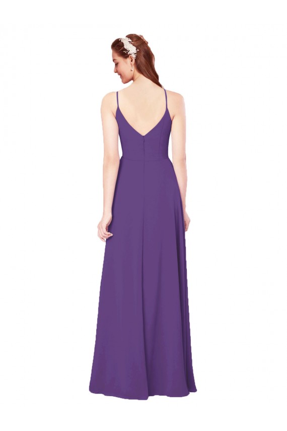 High Neck Long Soft Chiffon Plum Purple Sleeveless Bridesmaid Dress Darwin