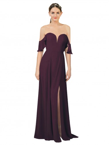 Sweetheart Long Soft Chiffon Grape Cold Shoulder Formal Dress / Bridesmaid Dress Darwin