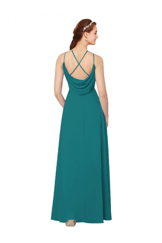 High Neck Long Soft Chiffon Hunter Sleeveless Bridesmaid Dress Darwin