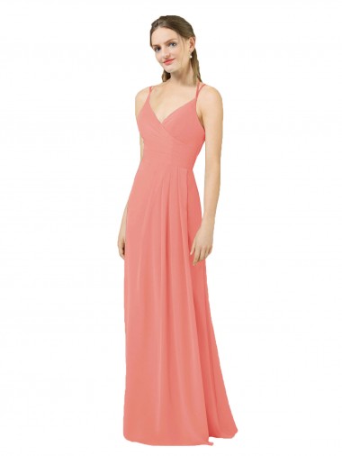V-Neck Long Soft Chiffon Desert Rose Sleeveless Bridesmaid Dress Darwin