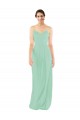 V-Neck Long Soft Chiffon Mint Green Sheath Sleeveless Bridesmaid Dress Darwin