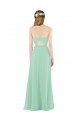 V-Neck Long Soft Chiffon Mint Green Sheath Sleeveless Bridesmaid Dress Darwin