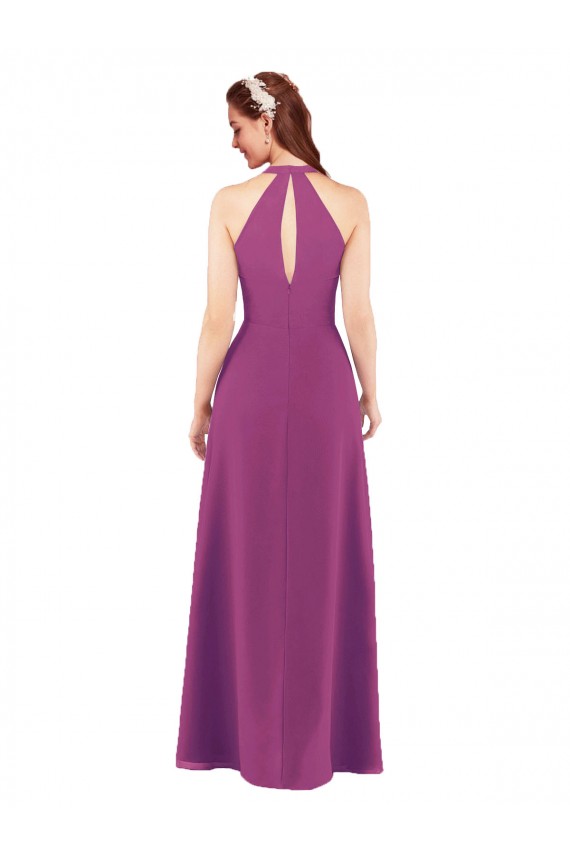 V-Neck Long Soft Chiffon Wild Berry Sleeveless Bridesmaid Dress Darwin