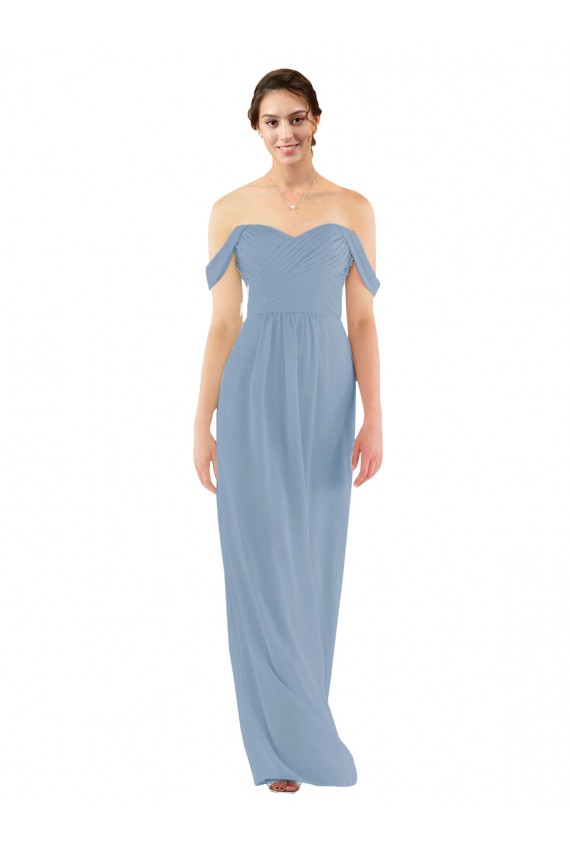 Sweetheart Long Soft Chiffon Dusty Blue Sleeveless Bridesmaid Dress Darwin