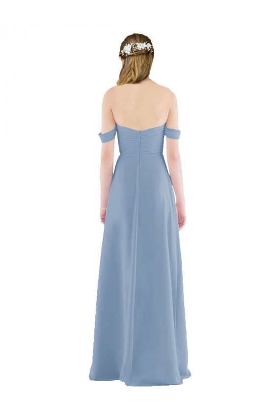 Sweetheart Long Soft Chiffon Dusty Blue Sleeveless Bridesmaid Dress Darwin