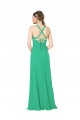 V-Neck Long Soft Chiffon Emerald Green Sleeveless Bridesmaid Dress Darwin