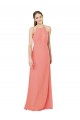 Halter Neck Long Soft Chiffon Desert Rose Sleeveless Bridesmaid Dress Darwin
