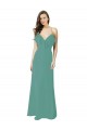 V-Neck Long Soft Chiffon Icelandic Silver Sleeveless Bridesmaid Gown Darwin
