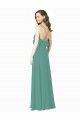 V-Neck Long Soft Chiffon Icelandic Silver Sleeveless Bridesmaid Gown Darwin