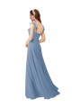 V-Neck Long Soft Chiffon Pink Cap Sleeves Bridesmaid Dress Darwin