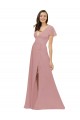 V-Neck Long Chiffon Dusty Pink Flutter Sleeves Bridesmaid Dress / Evening Dress Darwin