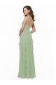 V-Neck Long Soft Chiffon Smoke Green Sleeveless Bridesmaid Dress Darwin