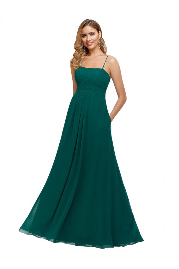 Square Neck Long Soft Chiffon Hunter Sleeveless Bridesmaid Dress Darwin
