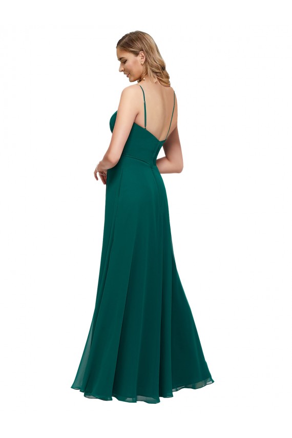 Square Neck Long Soft Chiffon Hunter Sleeveless Bridesmaid Dress Darwin