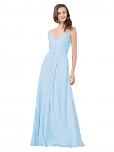 V-Neck Long Chiffon Light Sky Blue Sleeveless Formal Dress / Bridesmaid Dress Darwin