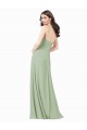 Spaghetti Straps Long Soft Chiffon Smoke Green Sleeveless Bridesmaid Dress Darwin