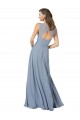 V-Neck Long Soft Chiffon Dusty Blue Sleeveless Formal Dress / Bridesmaid Dress Darwin
