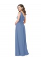 One Shoulder Long Soft Chiffon Windsor Blue Sleeveless Bridesmaid Dress Darwin