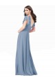 V-Neck Long Soft Chiffon Dusty Blue Cap Sleeves Black Tie Prom Dress / Bridesmaid Dress Darwin