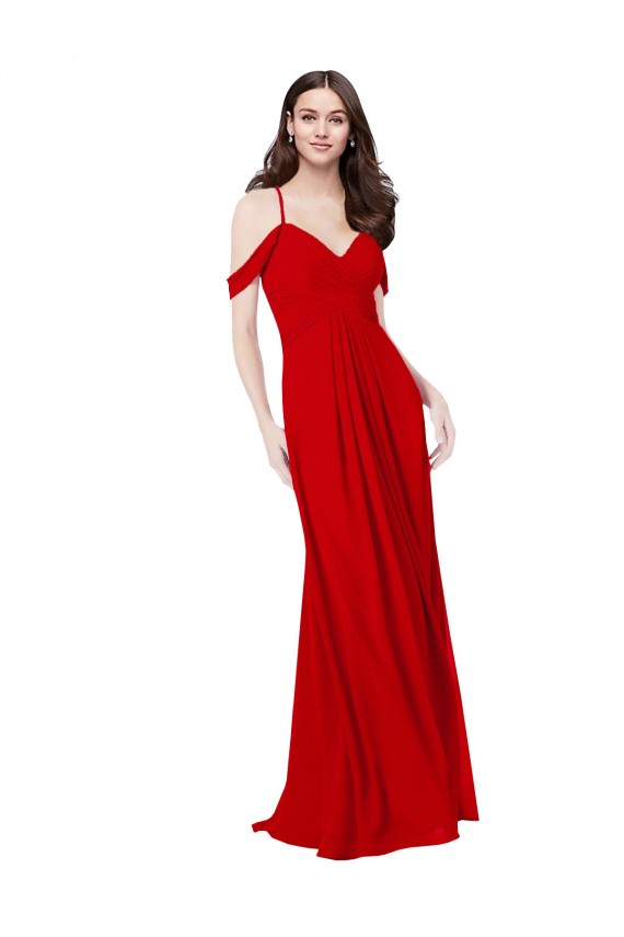 Sweetheart Long Soft Chiffon Dark Red Sleeveless Bridesmaid Dress Darwin