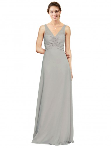 Sweetheart Long Soft Chiffon Silver Sleeveless Bridesmaid Dress Darwin