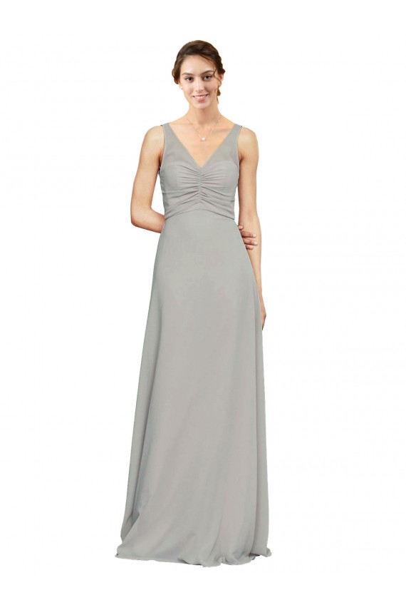 Sweetheart Long Soft Chiffon Silver Sleeveless Bridesmaid Dress Darwin