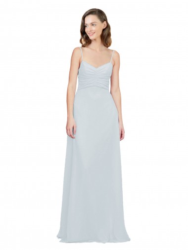 Spaghetti Straps Long Soft Chiffon Frost Sleeveless Bridesmaid Dress Darwin