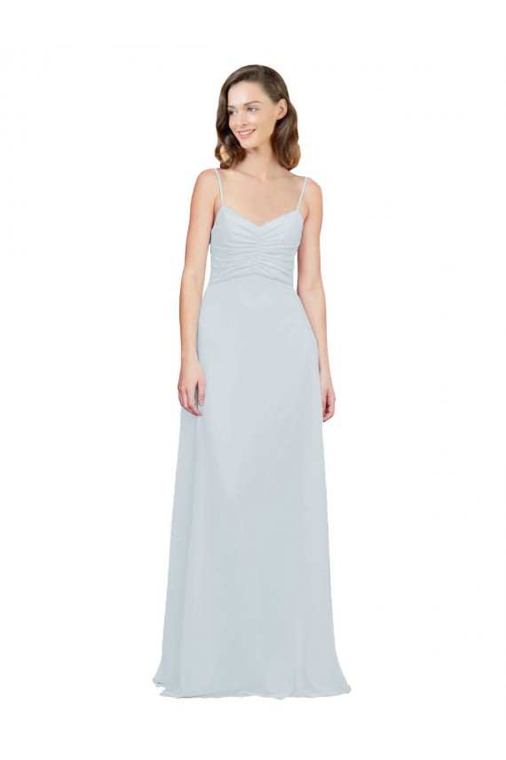 Spaghetti Straps Long Soft Chiffon Frost Sleeveless Bridesmaid Dress Darwin
