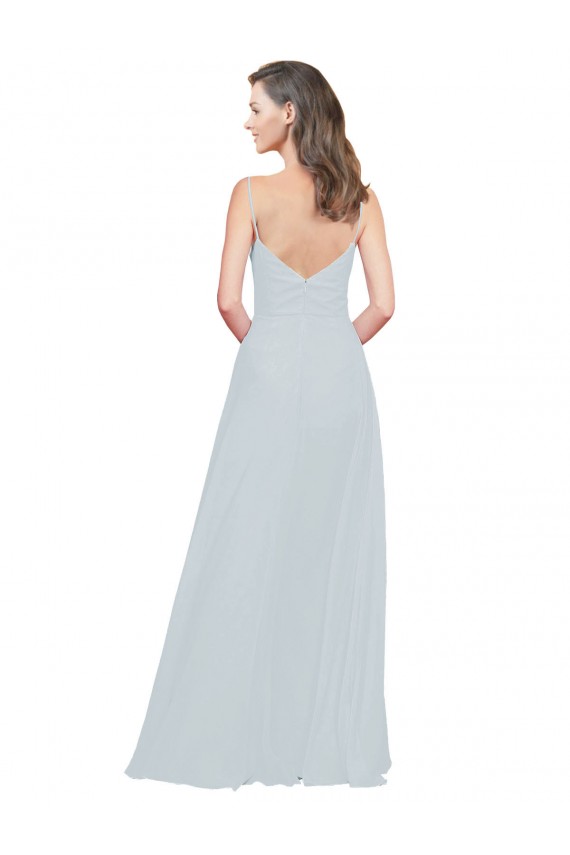 Spaghetti Straps Long Soft Chiffon Frost Sleeveless Bridesmaid Dress Darwin