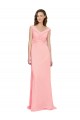 V-Neck Long Soft Chiffon Salmon Sleeveless Bridesmaid Dress Darwin