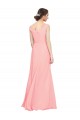 V-Neck Long Soft Chiffon Salmon Sleeveless Bridesmaid Dress Darwin