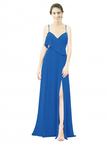 Spaghetti Straps Long Soft Chiffon Royalty Sleeveless Bridesmaid Dress Darwin