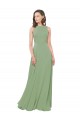 High Neck Long Soft Chiffon Seagrass Sleeveless Bridesmaid Dress Darwin