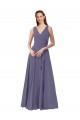 V-Neck Long Soft Chiffon Silver Stone Sleeveless Bridesmaid Dress Darwin