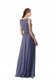 V-Neck Long Soft Chiffon Silver Stone Sleeveless Bridesmaid Dress Darwin