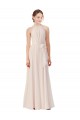 High Neck Long Soft Chiffon Cream Pink Sleeveless Bridesmaid Dress Darwin