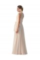 High Neck Long Soft Chiffon Cream Pink Sleeveless Bridesmaid Dress Darwin