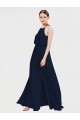 Halter Neck Long Floor Length Chiffon Dark Navy Sleeveless Formal Dress / Bridesmaid Dress Darwin