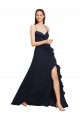 V-Neck Long Soft Chiffon Dark Navy Sleeveless Bridesmaid Dresses Darwin