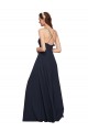 V-Neck Long Soft Chiffon Dark Navy Sleeveless Bridesmaid Dresses Darwin
