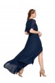 V-Neck Long Soft Chiffon Dark Navy Flutter Sleeves Bridesmaid Dress / Formal Dress Darwin