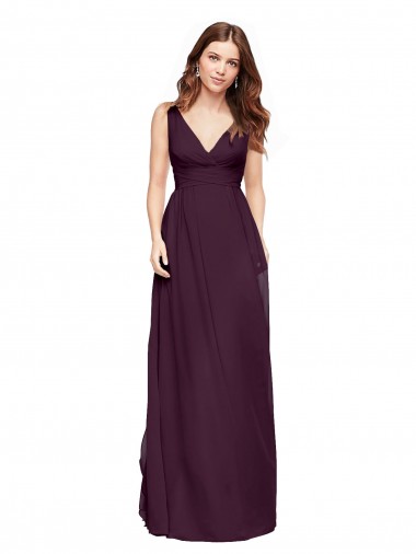 V-Neck Long Chiffon Grape Sleeveless Evening Gowns / Bridesmaid Dresses Darwin