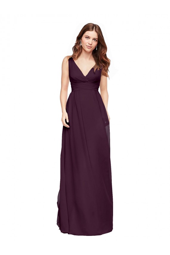 V-Neck Long Chiffon Grape Sleeveless Evening Gowns / Bridesmaid Dresses Darwin