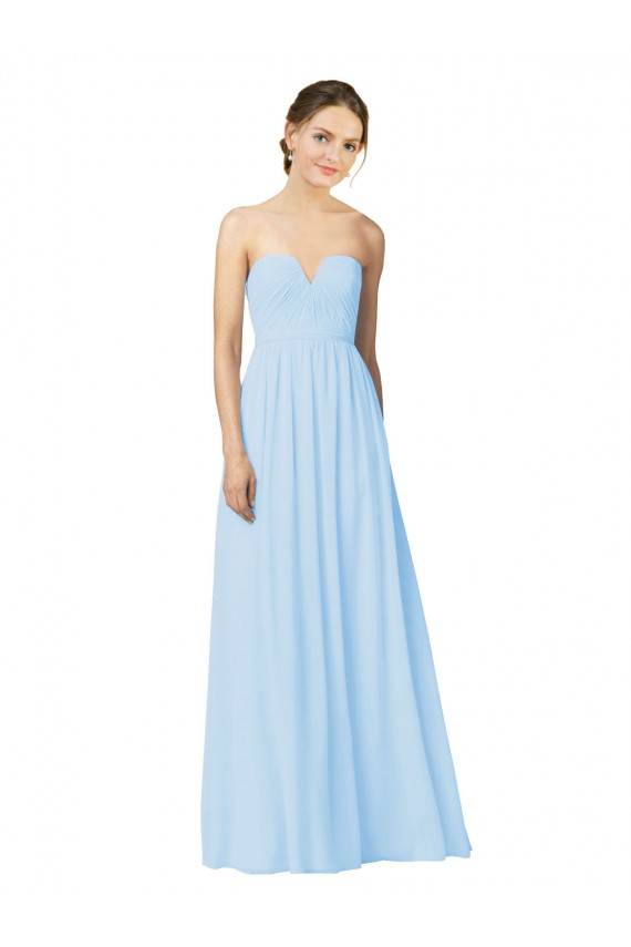 Strapless Long Soft Chiffon Light Sky Blue Sleeveless Formal Dress / Bridesmaid Dress Darwin
