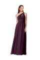 One Shoulder Long Floor Length Chiffon Grape Sleeveless Bridesmaid Dress Darwin